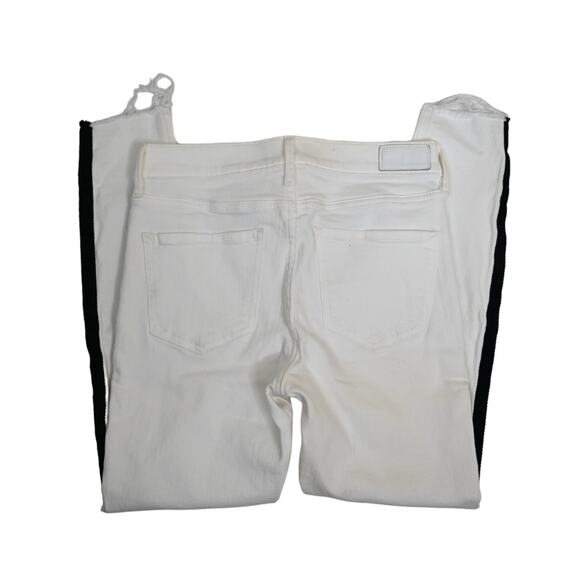EXPRESS Womens 0 Mid Rise Cropped Legging Side Stripe White Jeans - Picture 5 of 11